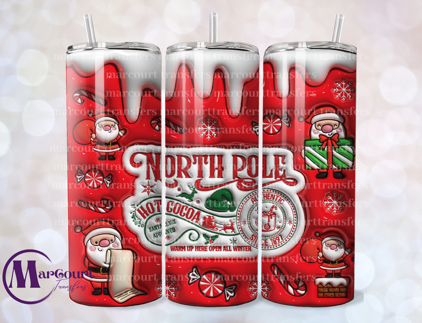 NORTH POLE HOT COCOA-SKINNY TUMBLER TRANSFER