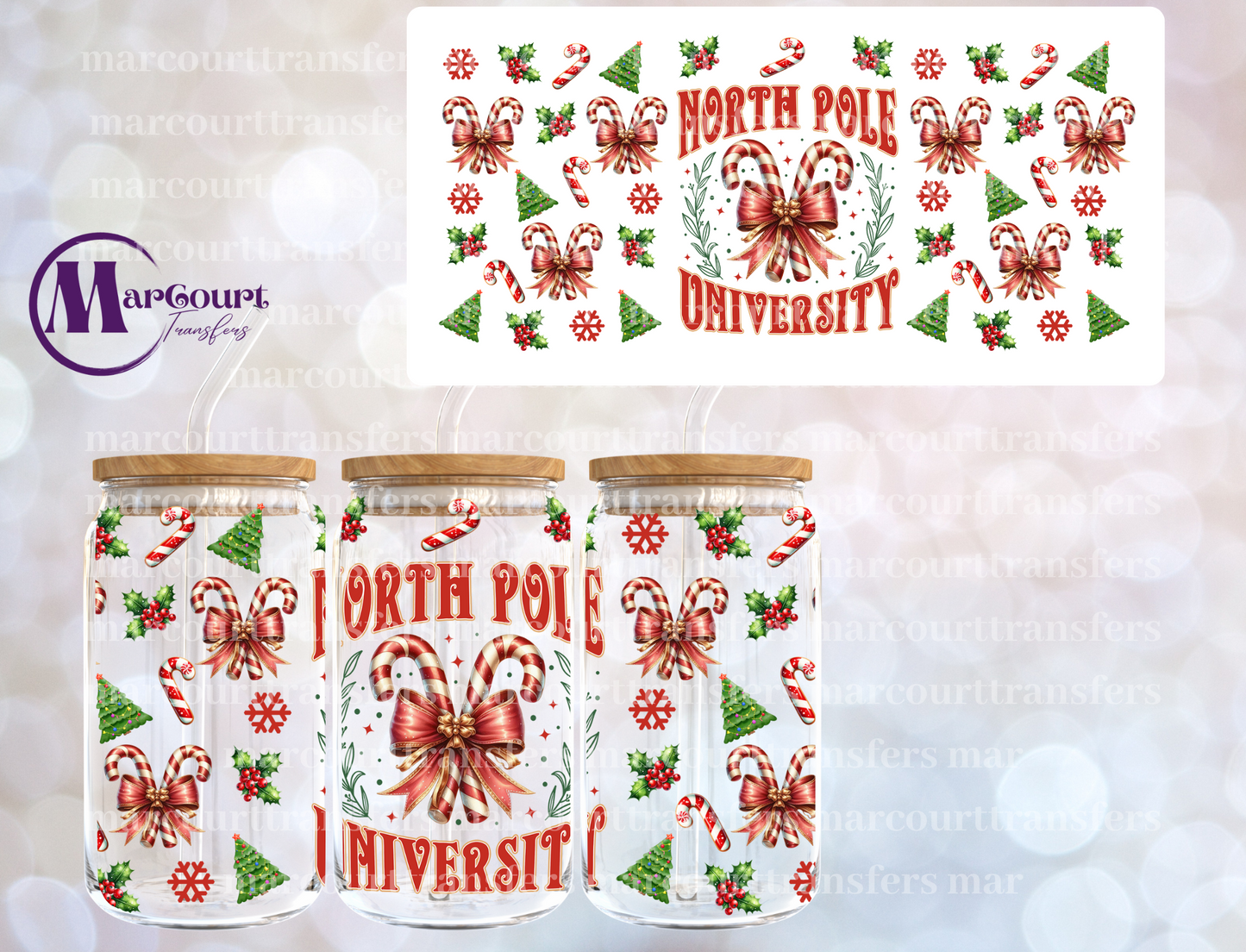 NORTH POLE UNIVERSITY-16 0Z-UV DTF CUP WRAP