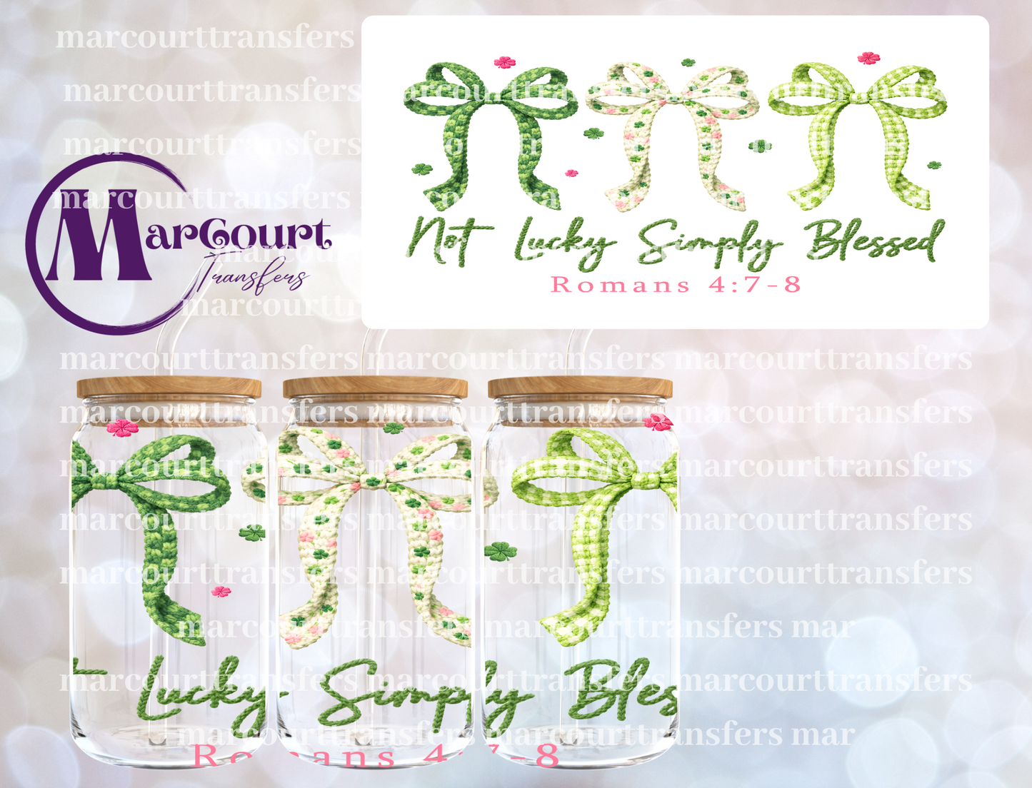 NOT LUCKY SIMPLY BLESSED ST PAT CROCHET-16 0Z-UV DTF CUP WRAP