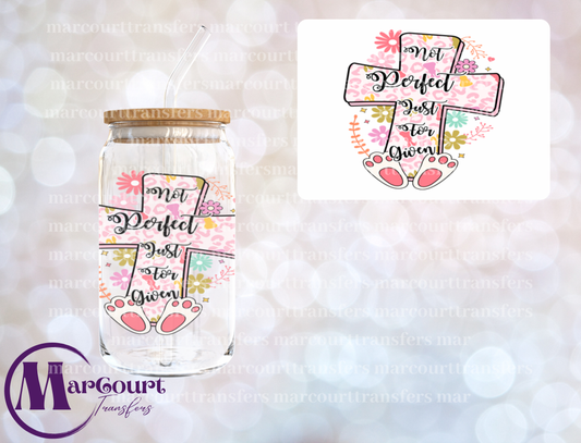 NOT PERFECT JUST FORGIVEN CROSS-DECAL-UV DTF CUP WRAP