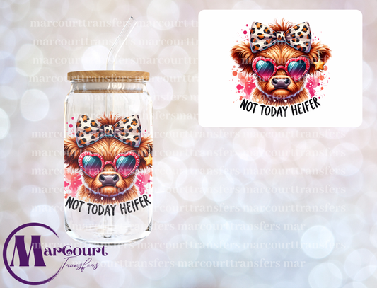 NOT TODAY HEIFER WITH BOW-DECAL-UV DTF CUP WRAP