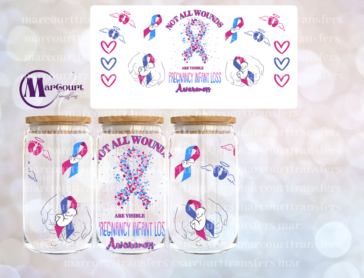 NOT ALL WOUNDS ARE VISIBLE INFANT LOSS AWARENESS-16 0Z-UV DTF CUP WRAP