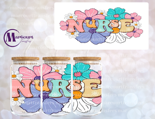 NURSE FLORAL-16 0Z-UV DTF CUP WRAP