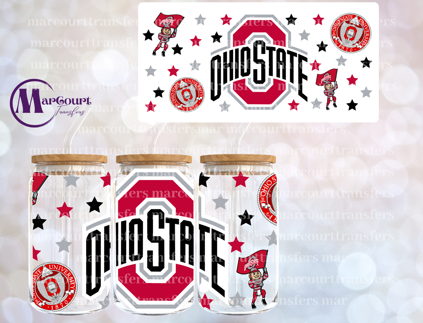 OHIO STATE UNIVERSITY-16 0Z-UV DTF CUP WRAP