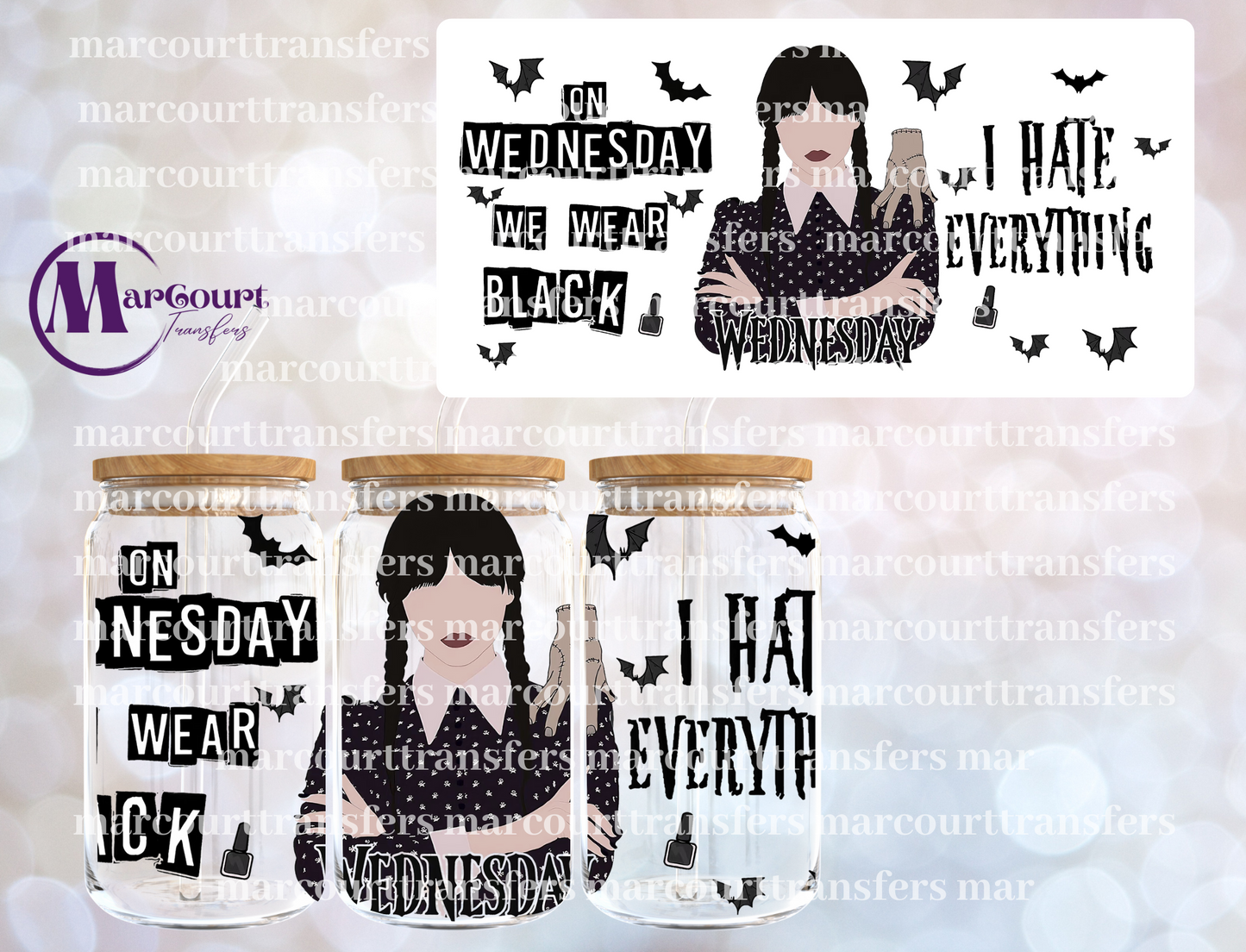 ON WEDNESDAY WE WEAR BLACK-16 0Z-UV DTF CUP WRAP