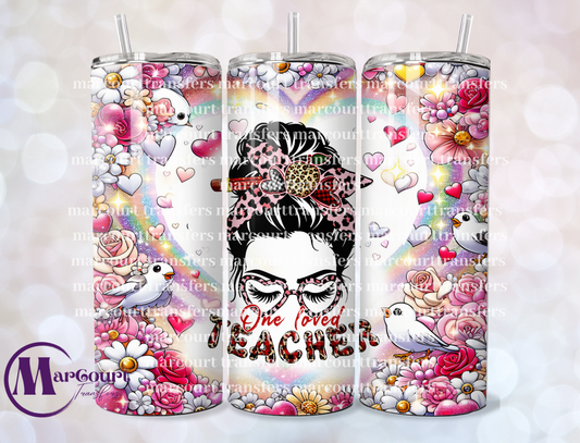ONE LOVED TEACHER-20-SKINNY TUMBLER TRANSFER (SUBLIMATION)