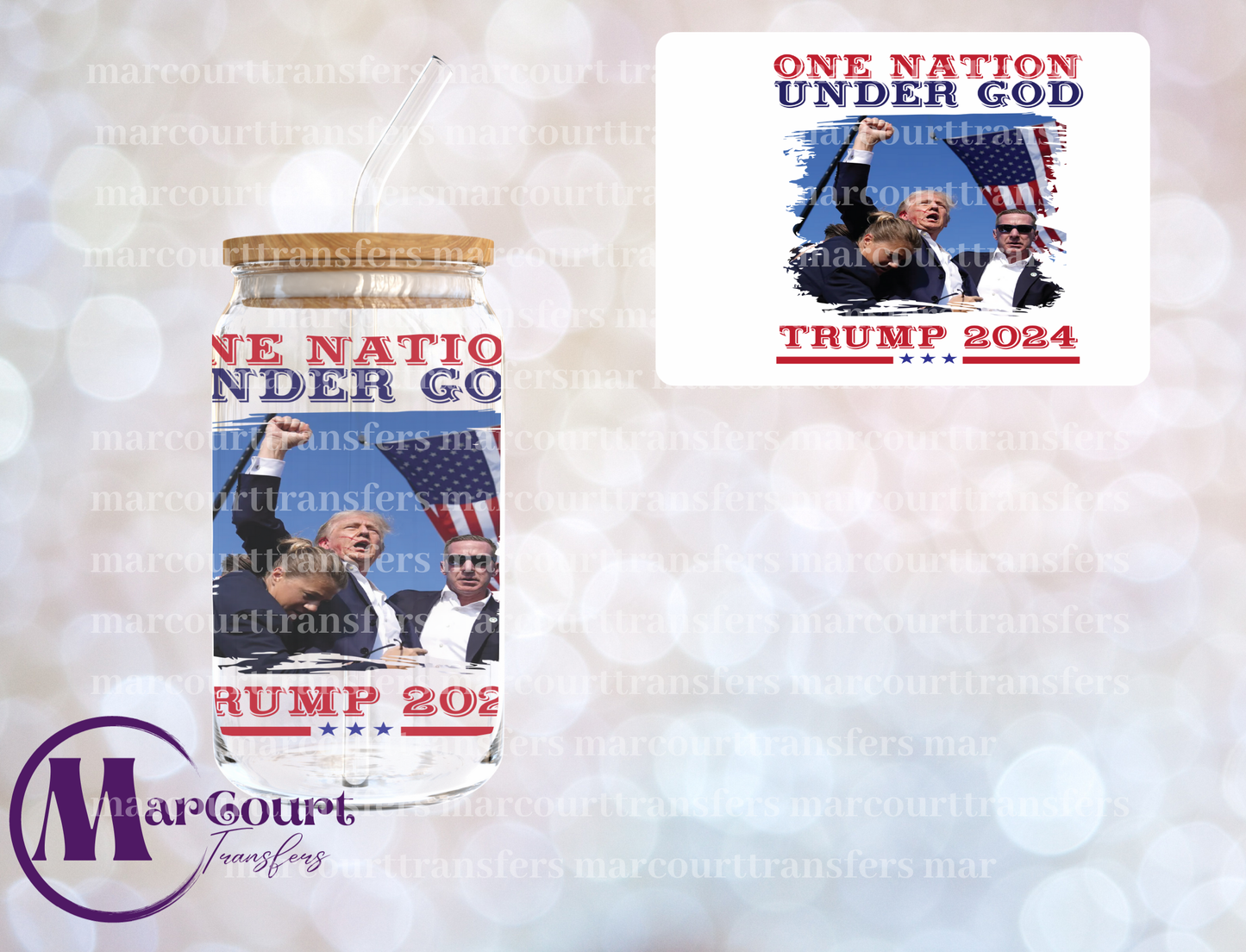 ONE NATION UNDER GOD TRUMP 2024-DECAL-UV DTF CUP WRAP