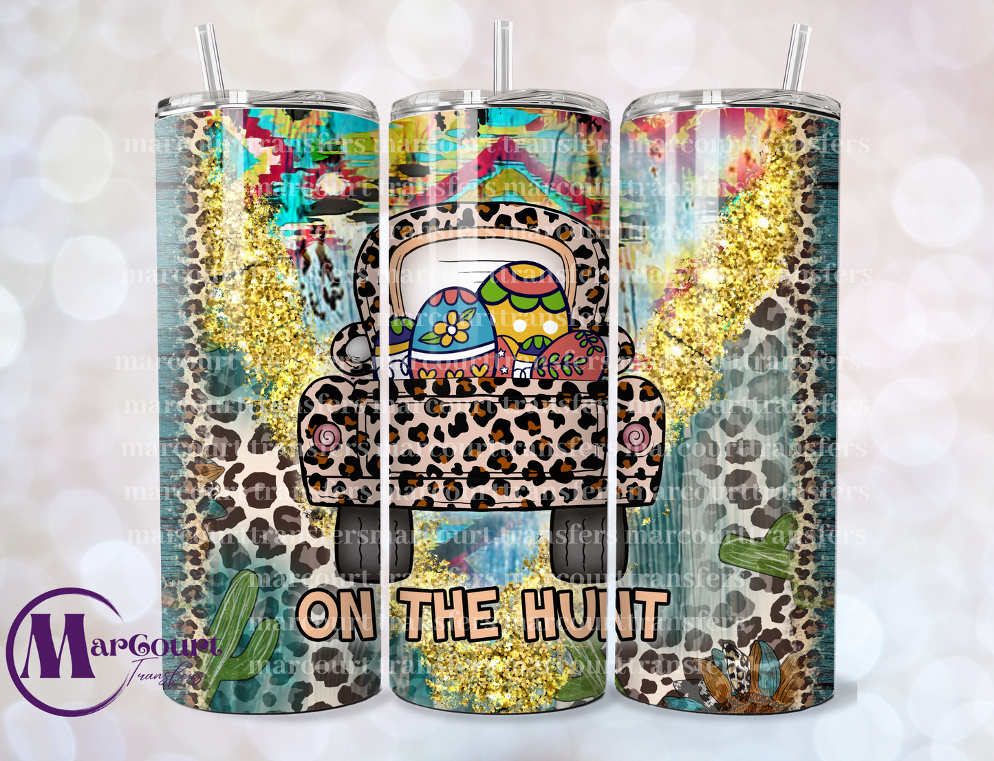 ON THE HUNT LEOPARD TRUCK-SKINNY TUMBLER TRANSFER