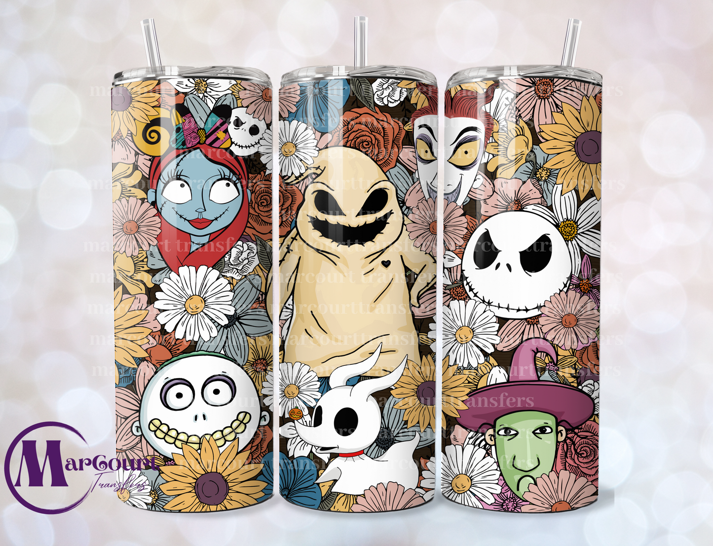 OOGIE RETRO FLORAL-SKINNY TUMBLER TRANSFER (SUBLIMATION)