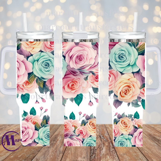 PASTEL ROSES-40 0Z-UV DTF CUP WRAP