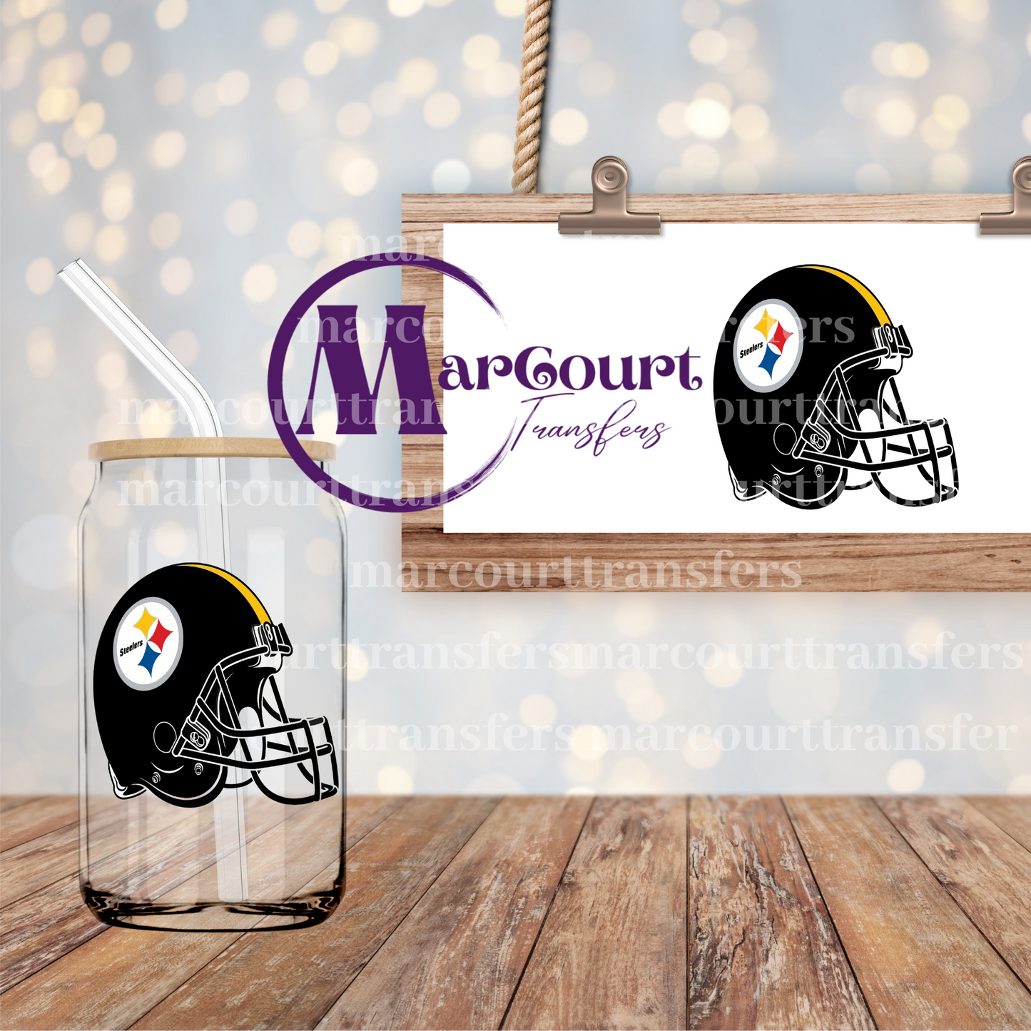 PITTSBURGH STEELERS HELMET DECAL-UV DTF CUP WRAP