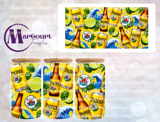 PACIFICO BOTTLE AND CANS-16 0Z-UV DTF CUP WRAP