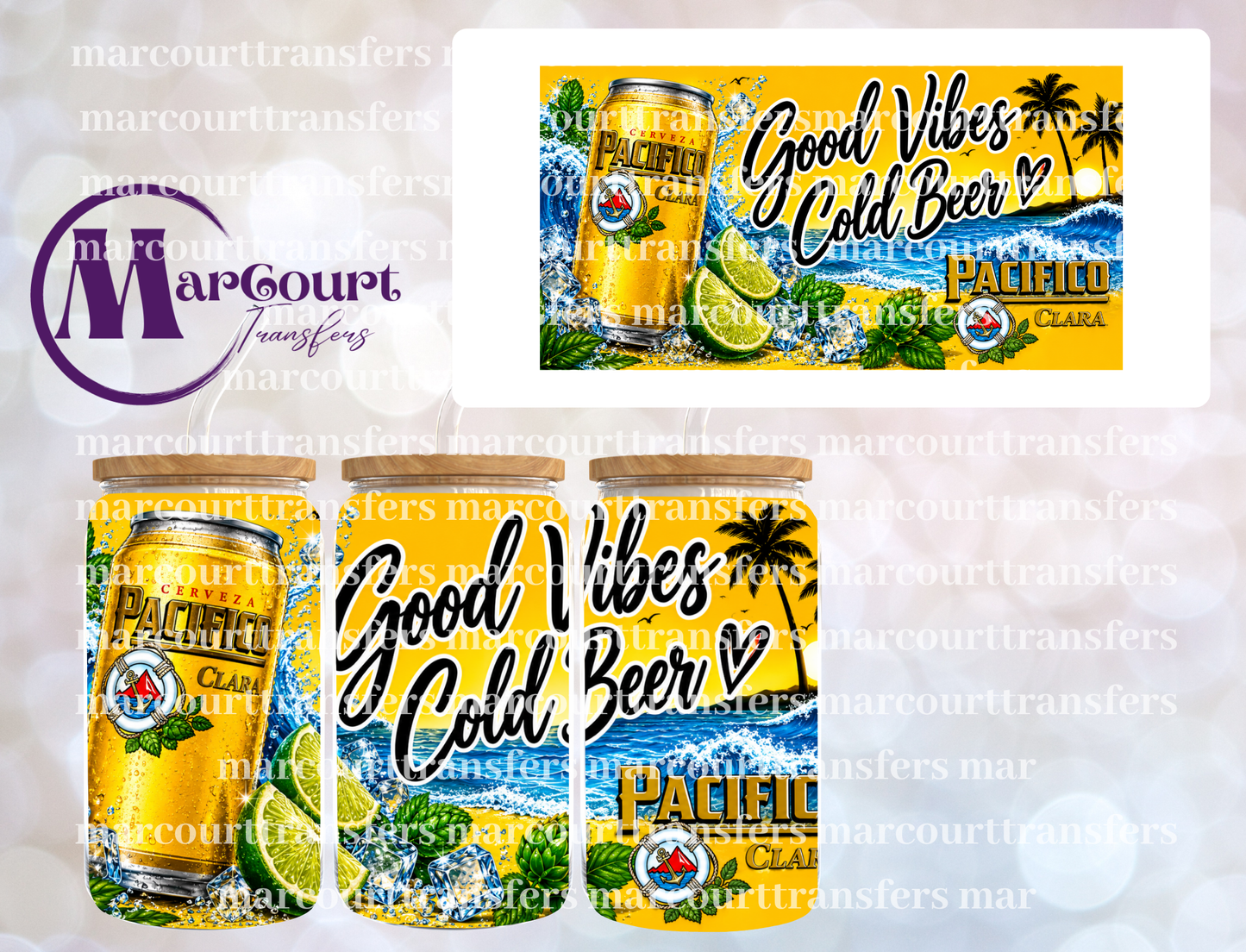 PACIFICO GOOD VIBES-16 0Z-UV DTF CUP WRAP