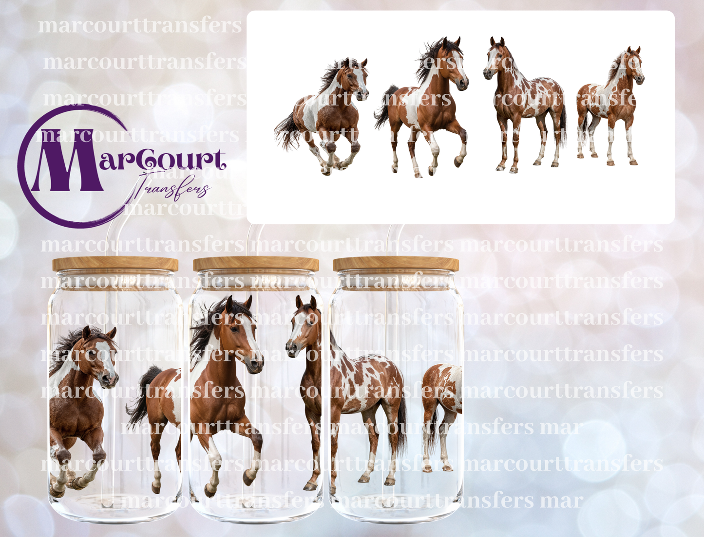 PAINT HORSES-16 0Z-UV DTF CUP WRAP
