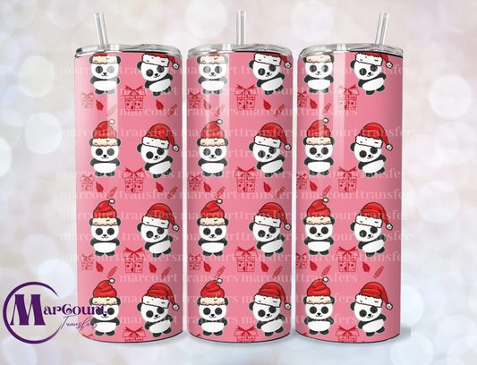 PANDAS PINK BACKGROUND-SKINNY TUMBLER TRANSFER