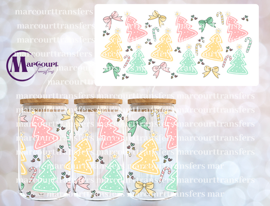 PASTEL CHRISTMAS TREES-16 0Z-UV DTF CUP WRAP
