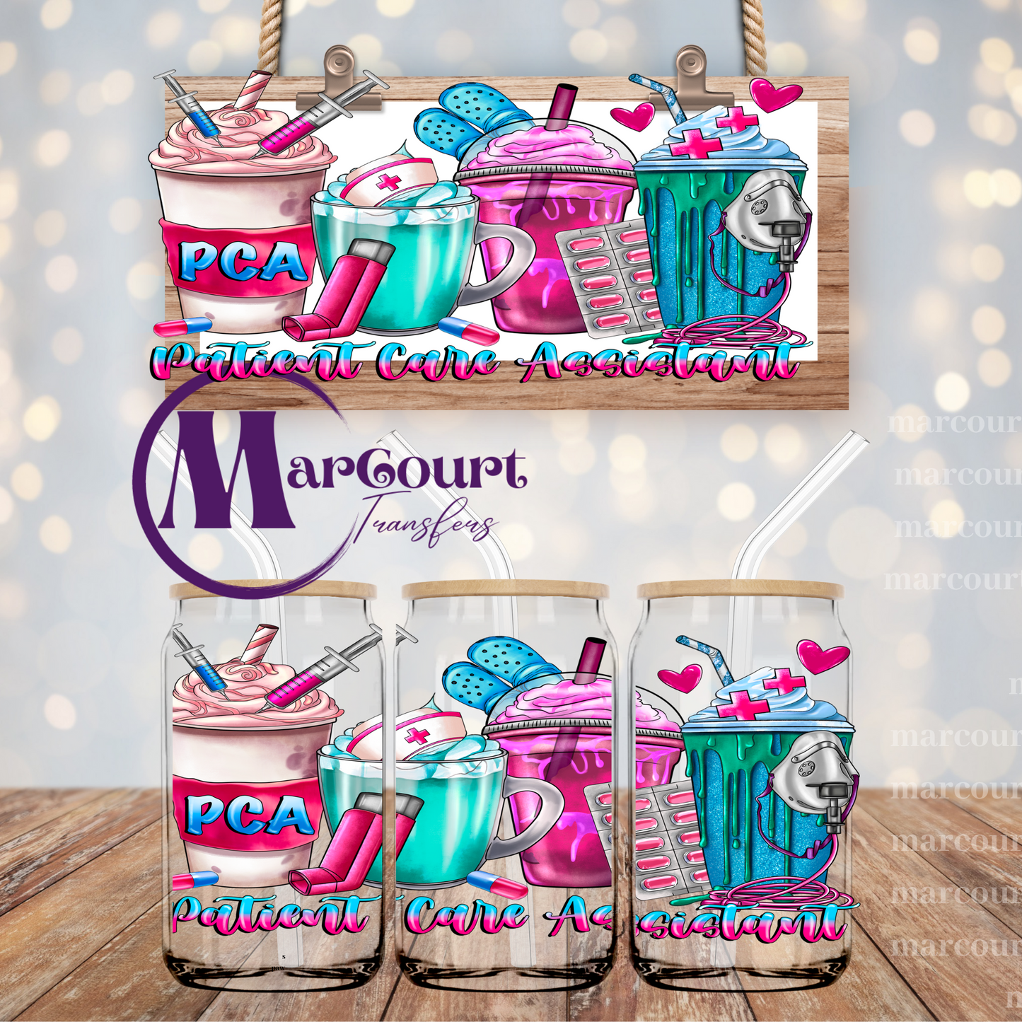 PATIENT CARE ASST DRINKS-16 0Z-UV DTF CUP WRAP