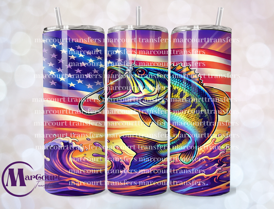 PATRIOTIC BASS-SKINNY TUMBLER TRANSFER (SUBLIMATION)
