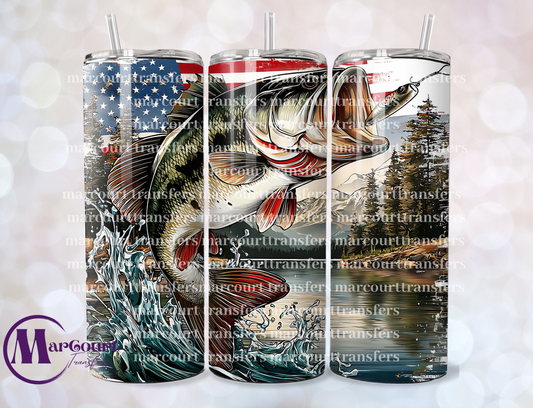 PATRIOTIC BASS FISHING 2-SKINNY TUMBLER TRANSFER (SUBLIMATION)