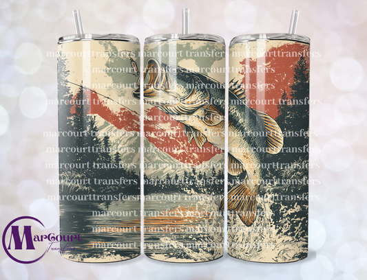 PATRIOTIC BASS FISHING 4-20 OZ-UV DTF CUP WRAP