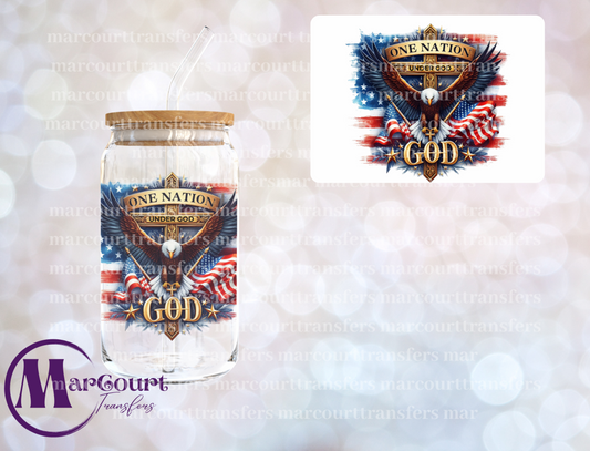 PATRIOTIC ONE NATION UNDER GOD-DECAL-UV DTF CUP WRAP