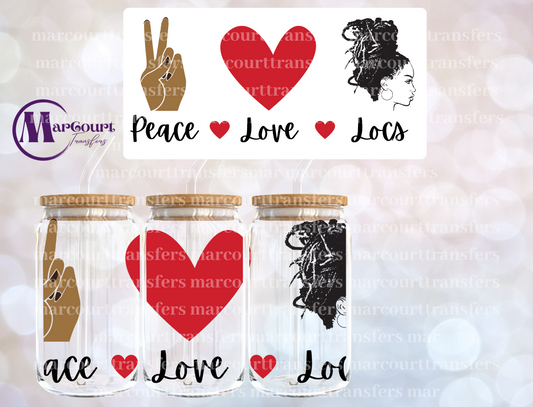 PEACE LOVE LOCS-16 0Z-UV DTF CUP WRAP