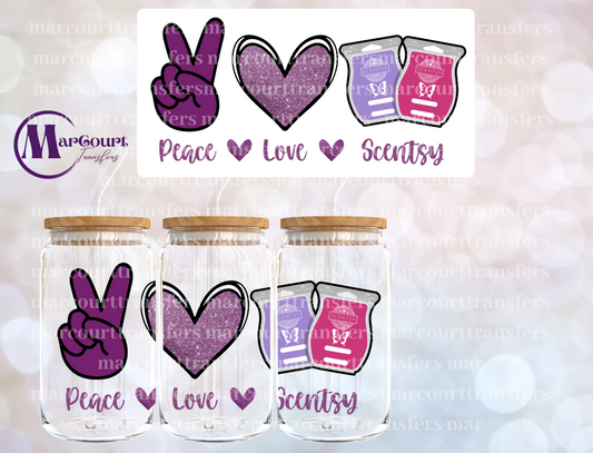 PEACE LOVE SCENTSY-16 0Z-UV DTF CUP WRAP