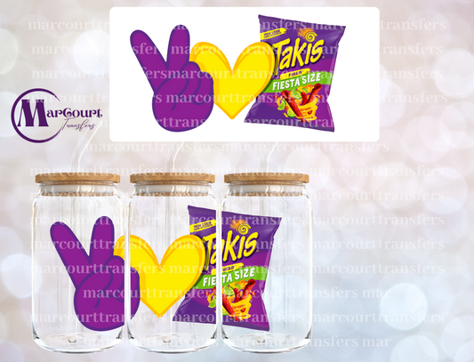 PEACE LOVE TAKIS-16 0Z-UV DTF CUP WRAP