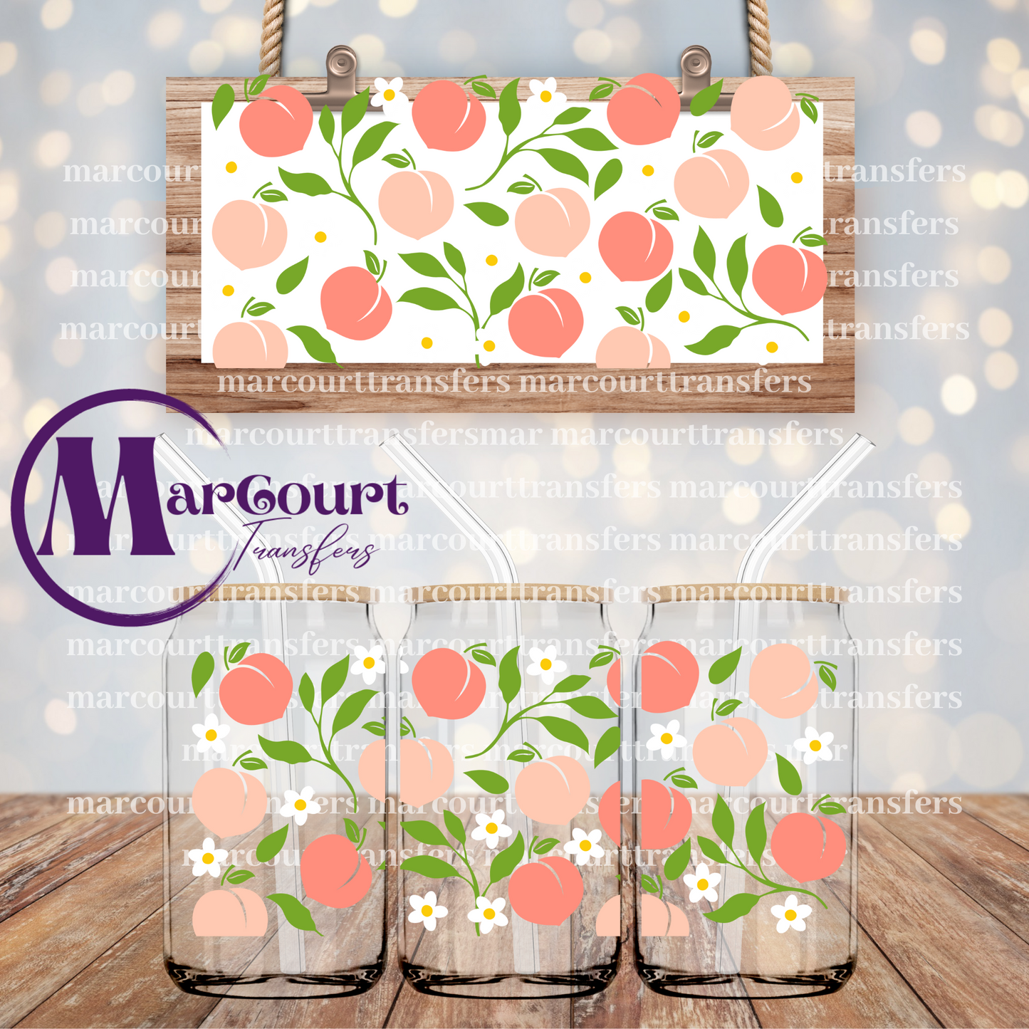 PEACH BLOSSOMS-16 0Z-UV DTF CUP WRAP