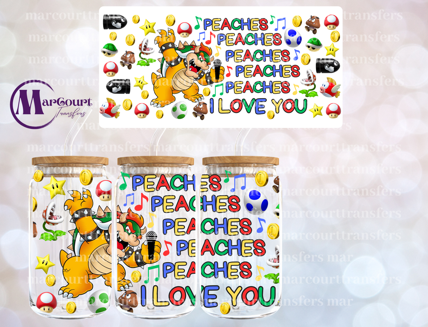 PEACHES PEACHES PEACHES (BOWSER)-16 0Z-UV DTF CUP WRAP