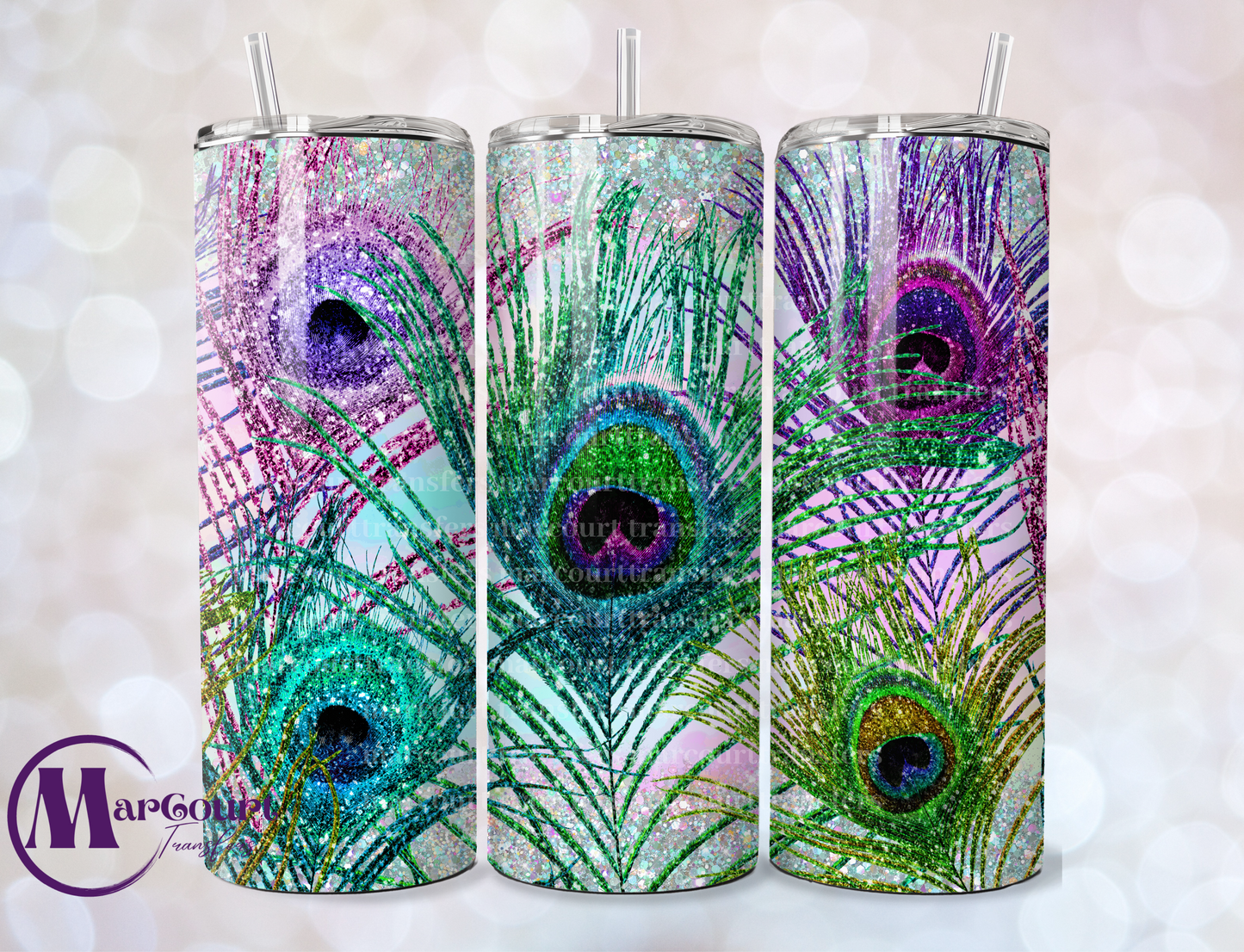 PEACOCK FEATHERS-SKINNY TUMBLER TRANSFER