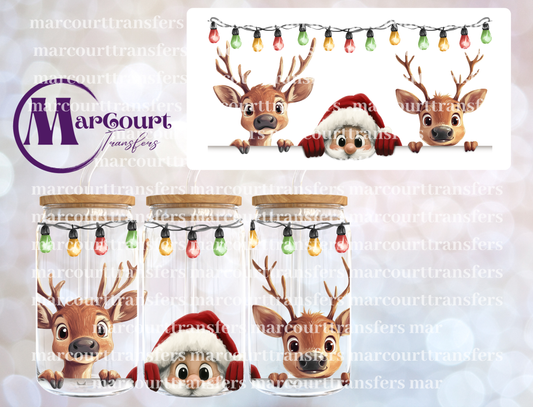 PEEKING SANTA AND TWO REINDEER 1-16 0Z-UV DTF CUP WRAP