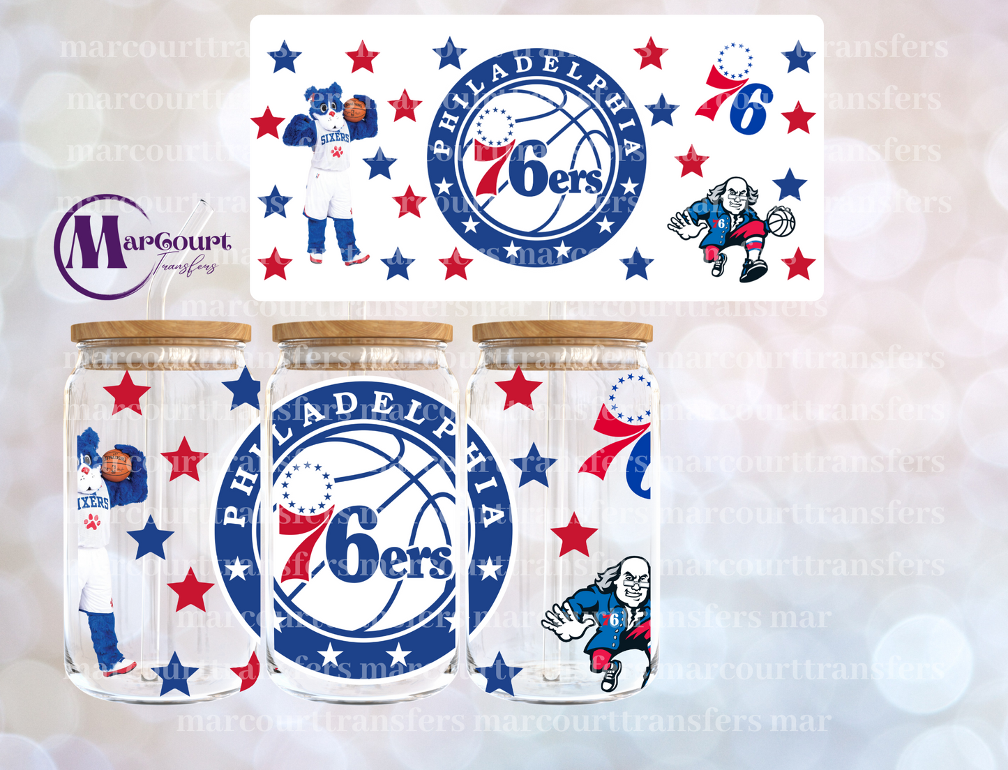 PHILADELPHIA 76ERS-16 0Z-UV DTF CUP WRAP