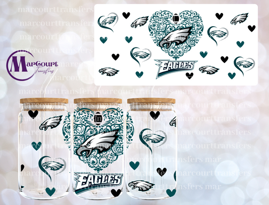 PHILADELPHIA EAGLES HEARTS-16 OZ- UV DTF CUP WRAP