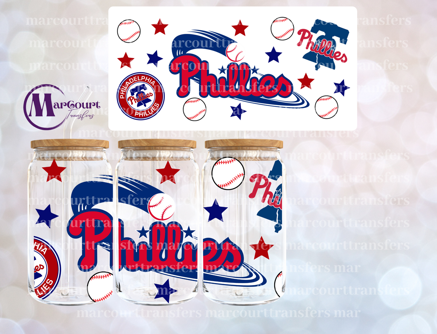 PHILADELPHIA PHILLIES-16 0Z-UV DTF CUP WRAP