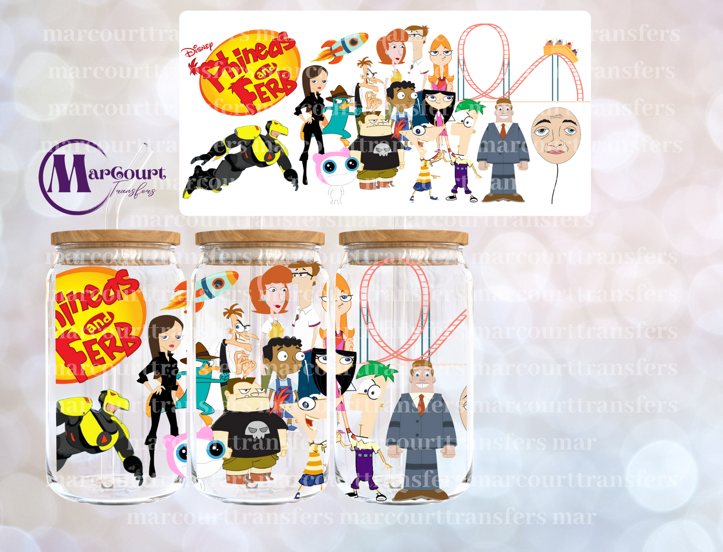 PHINEAS AND FERB-16 0Z-UV DTF CUP WRAP