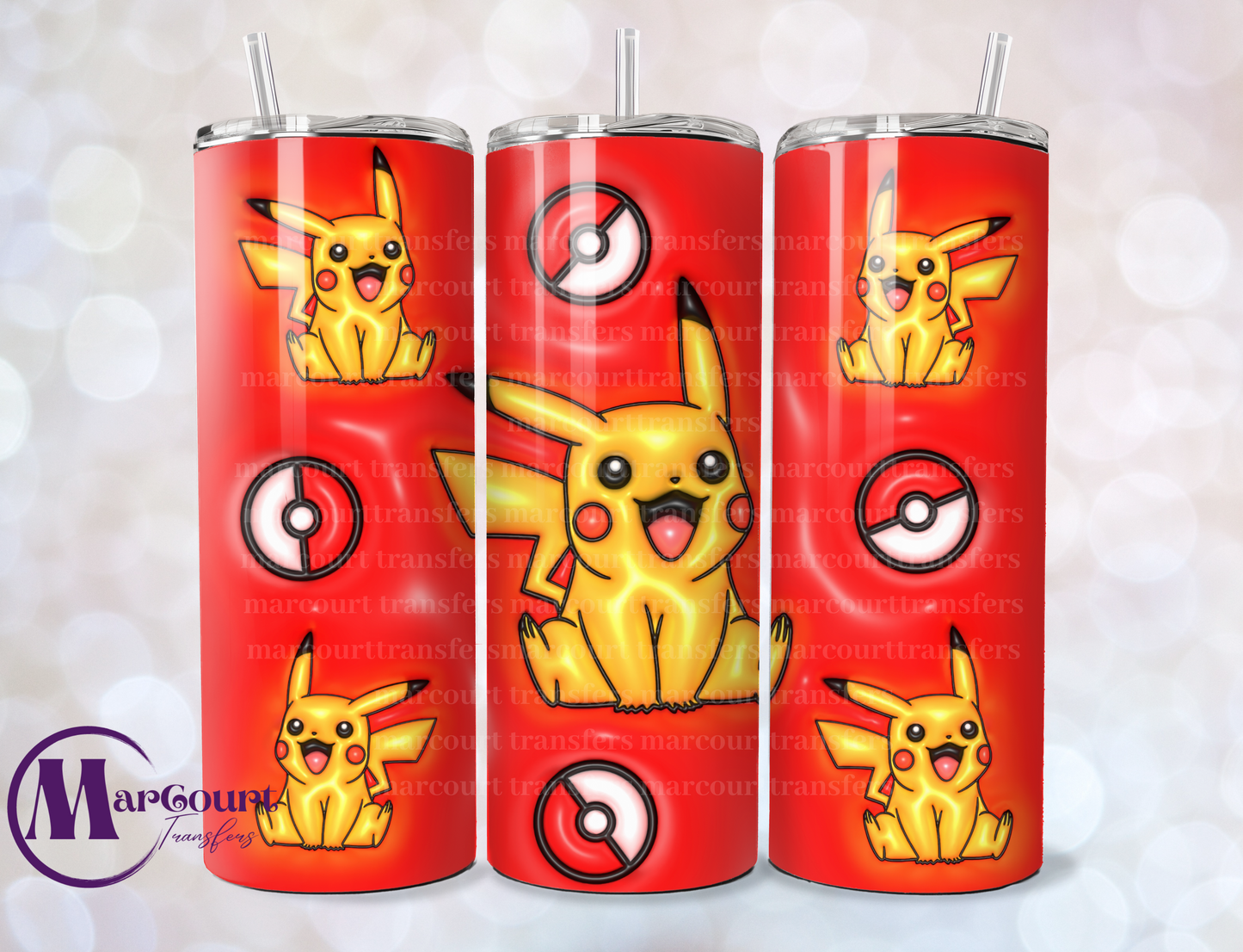 PIKACHU INFLATED-SKINNY TUMBLER TRANSFER