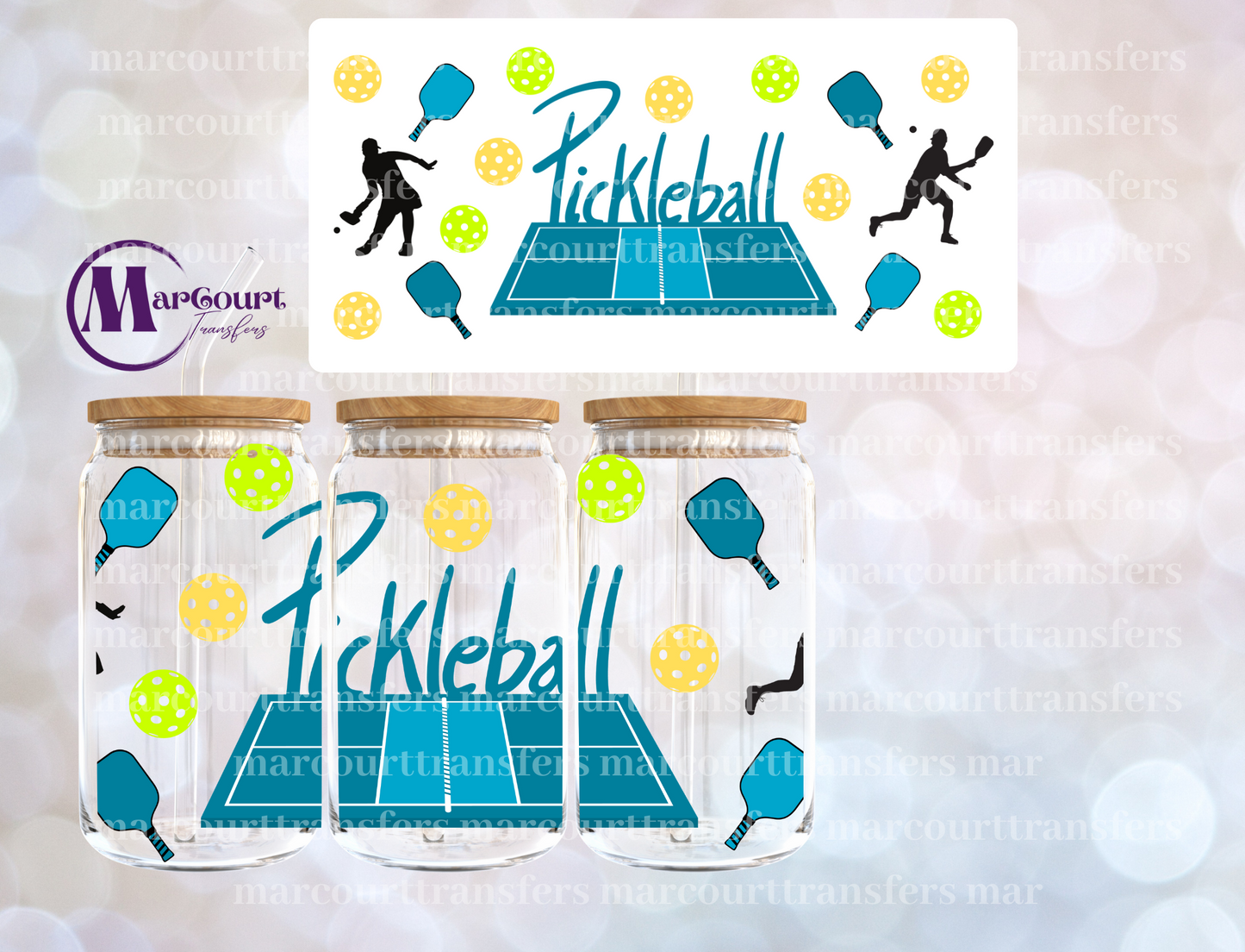 PICKLE BALL-16 0Z-UV DTF CUP WRAP