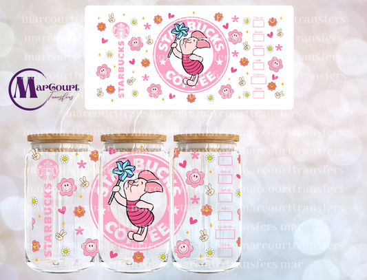 PIGLET STARBUCKS-16 0Z-UV DTF CUP WRAP