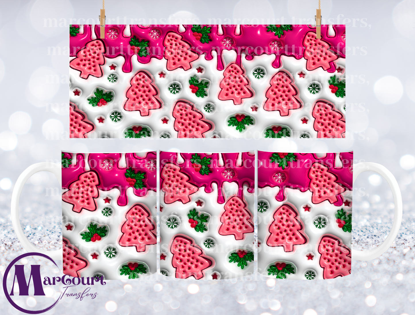 PINK CHRISTMAS TREES-MUG TRANSFER