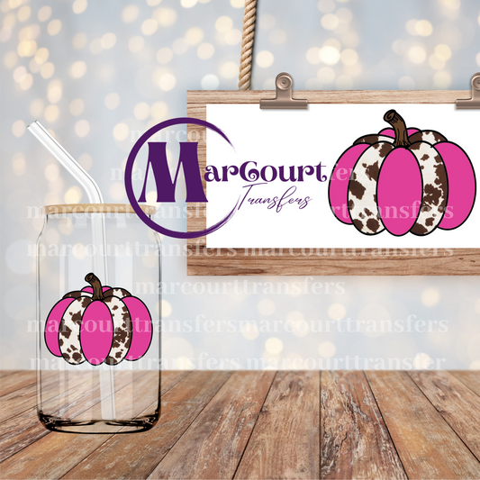 PINK COW PUMPKIN-DECAL-UV DTF CUP WRAP