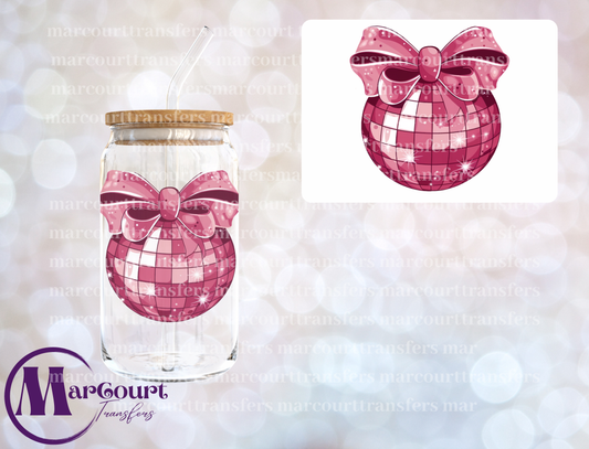PINK DISCO BALL-DECAL-UV DTF CUP WRAP