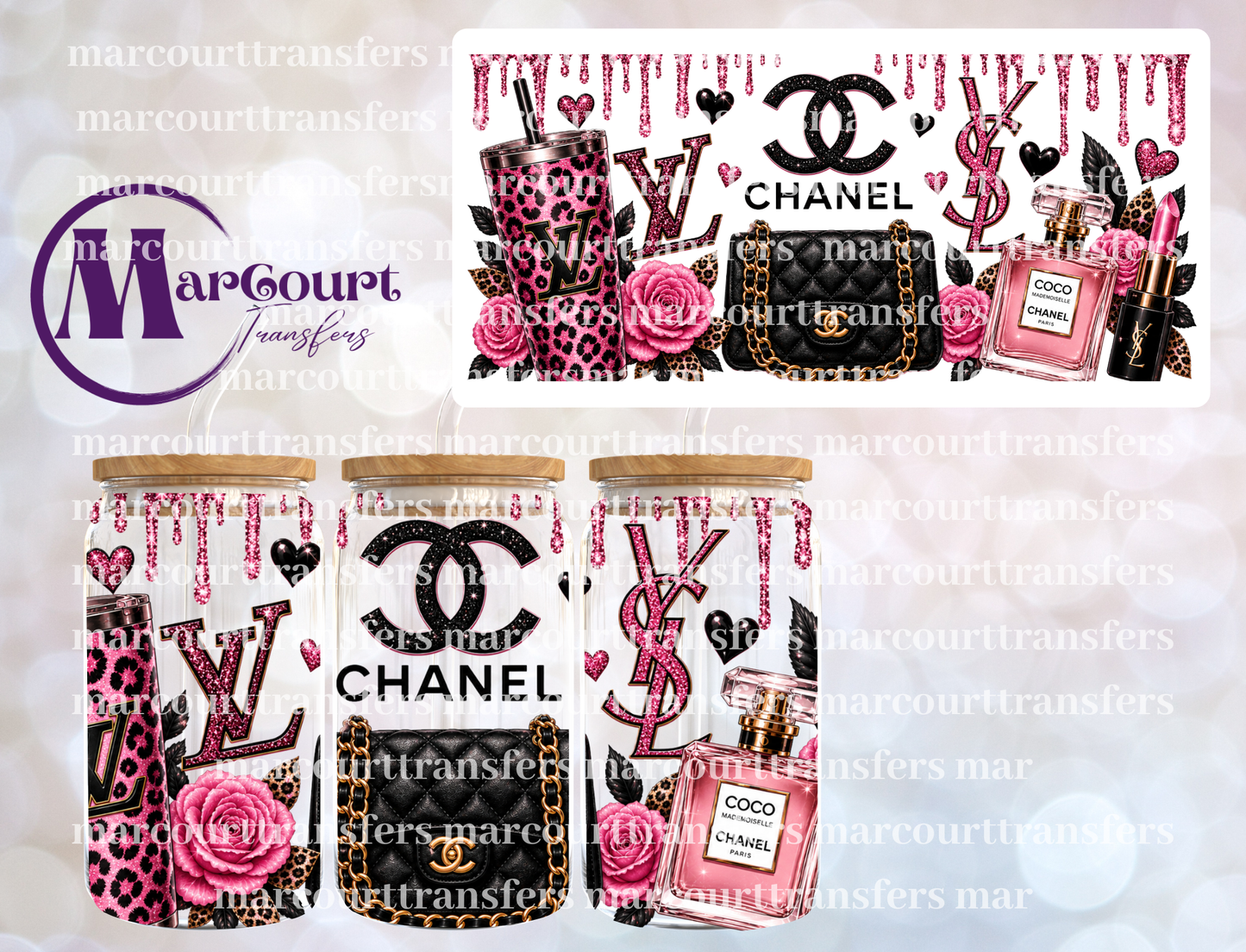 PINK DRIP DESIGNER BRANDS-16 0Z-UV DTF CUP WRAP
