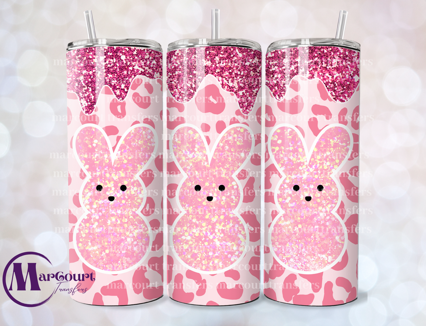 PINK EASTER PEEPS-SKINNY TUMBLER TRANSFER