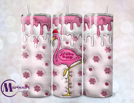 PINK FLAMINGO INFLATED -SKINNY TUMBLER TRANSFER