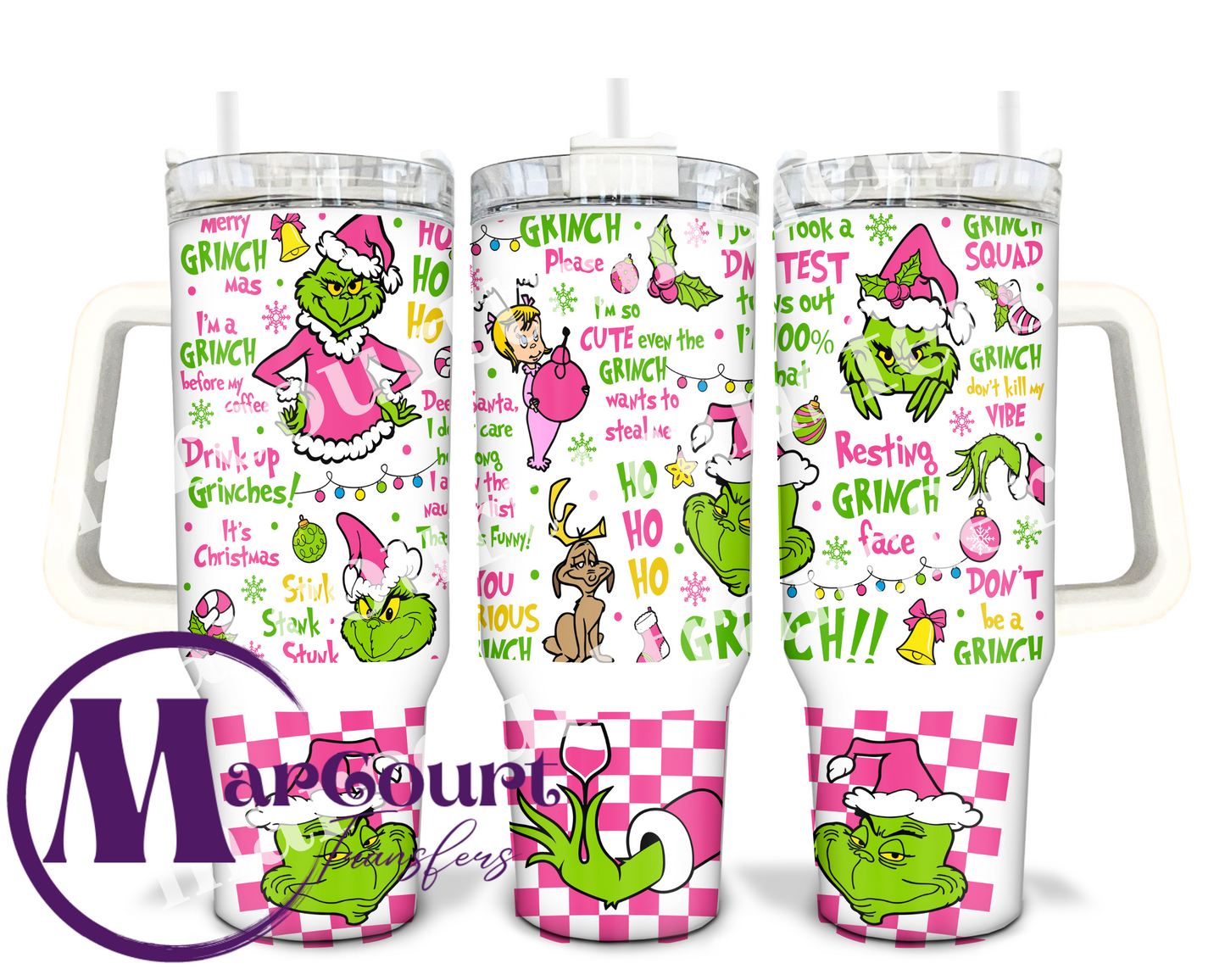 PINK GRINCH-40 0Z-UV DTF CUP WRAP