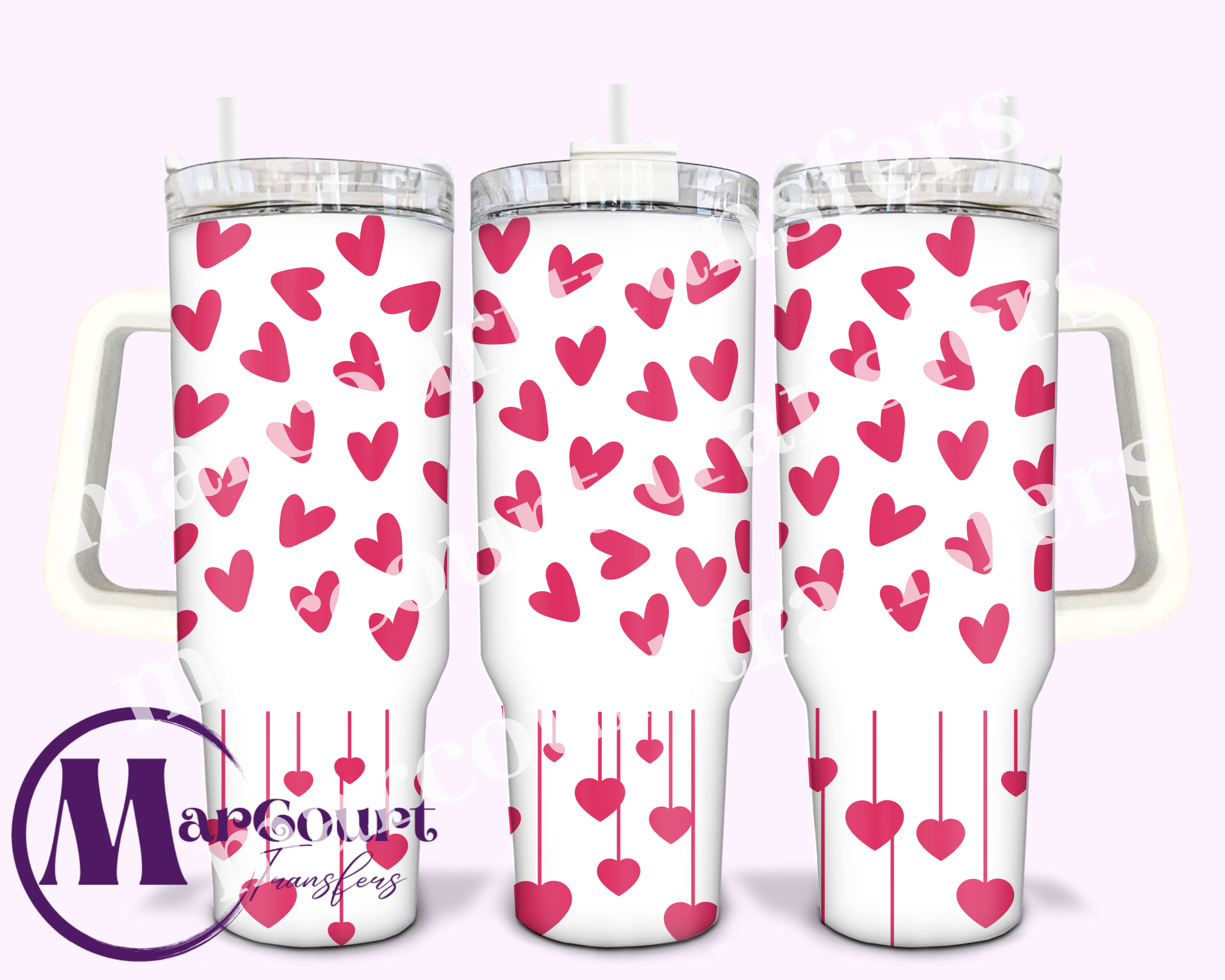 PINK HEARTS-40 0Z-SUBLIMATION TUMBLER TRANSFER – MarCourt Transfers