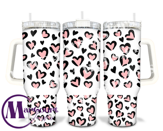 PINK HEARTS CHEETAH PRINT-40 0Z-UV DTF CUP WRAP