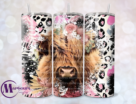 PINK HIGHLAND COW-SKINNY TUMBLER TRANSFER