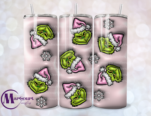 PINK INFLATED GRINCH-SKINNY TUMBLER TRANSFER